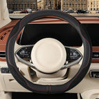 Nappa Leather Steering Wheel Cover, Advanced Microfiber Leather Non-Slip Breathable Fabric, Warm in Winter and Cool in Summer