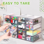 VZKAH Acrylic Organizer with Drawers | 20 Drawers 4 Sets | Desk Organizer and Storage, Clear Makeup Organization, For Office/