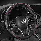 HighnessHwoo 3D Car Steering Wheel Cover Comfort Grip Massage Sporty Anti-Slip Carbon Fiber Faux Leather for Sedan SUV, Unive