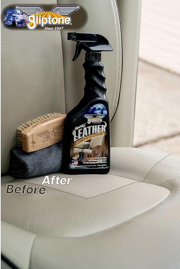 Gliptone Leather Cleaner Spray with Glycerine, pH Balanced, Safely Cleans and Restores, 17 fl oz