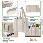 VENO 2-4 Pack Reusable Grocery shopping Bags, Medium Tote Bag w/Handle Hard Bottom, Heavy Duty, Foldable Carrier
