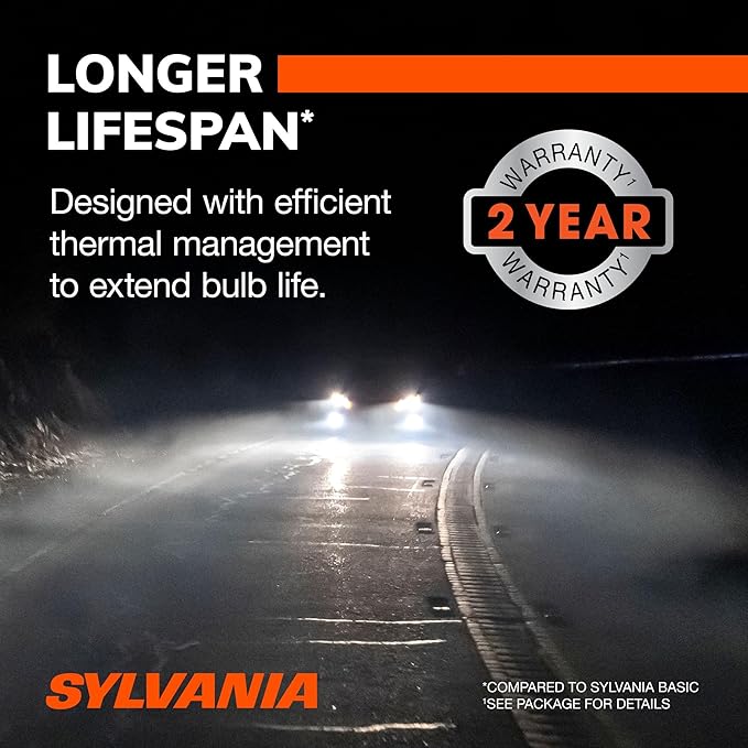 SYLVANIA - H3 SilverStar Fog Light Bulb - High Performance Halogen Headlight Bulb, Brighter Downroad with Whiter Light (Conta