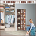 Windyun 40 Over the Door Shoe Organizer Large Breathable Mesh Pockets Hanging Shoe Rack for Closet Brown Behind Door Hanger S