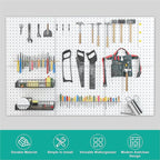 Peg Board, 16”×16”Large Heavy Duty Metal Pegboard Panels with Frame White PegBoard Display 4 Packs Peg Boards for Walls, Disp