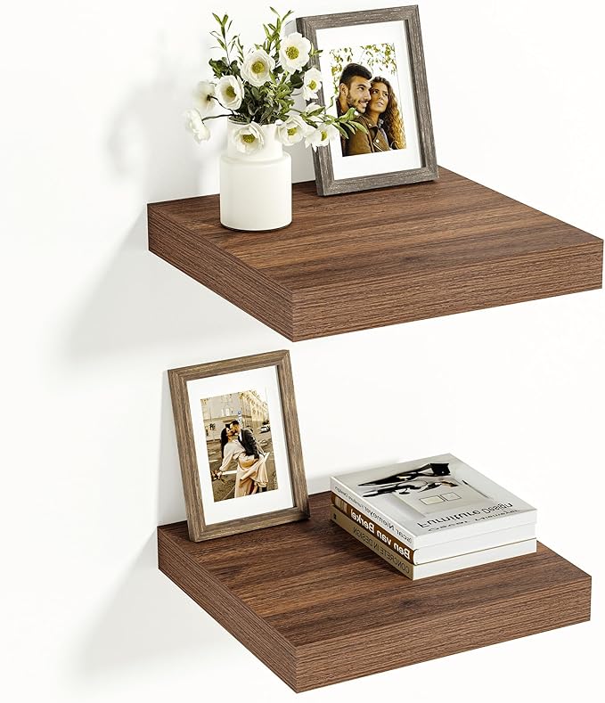 Vivelove Rustic Floating Shelves for Wall 12 Inch Deep, 12" X 12" X 1.5" Floating Shelf, 2 Inch Thick Shelf for Living Room B