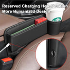 Car Seat Gap Filler Organizer, Universal Premium Leather Seat Organizer with Cup Holder, Seat Gap Storage Box with Bottle Holder, Car Leather Gap Bag Front Center Console Seat (Driver Side)