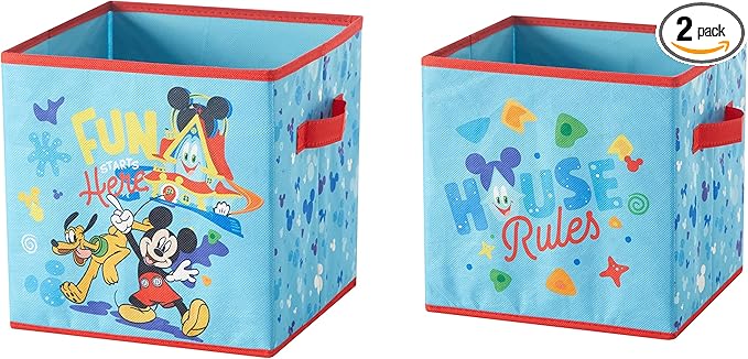 Nickelodeon Baby Shark Set of Two Spacious Collpasible Storage Cubes, 10"x10"