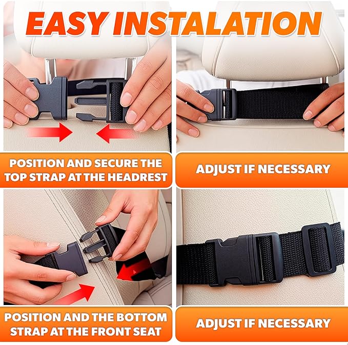 2 Pcs Backseat Car Organizer - Universal 23.4x16" Back Seat Car Organizer with 9 Large Pockets & Clear Tablet Holder, Made of Reliable Polyester with Long and Strong Straps - Easy to Attach & Clean