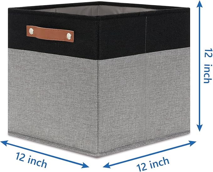 Temary Fabric Cube Storage Bins 12 Inch Decorative Storage Cubes Baskets 4 Pack Foldable Cube Storage Bins for Closet, Shelve