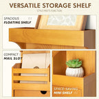Modern Farmhouse Key Holder Wall Mount with Drawer Organizer – Pine Wooden Mail and Key Organizer with 6 Durable Hooks & Floa