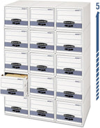 Bankers Box 6 Pack STOR Extra Space Saving Filing Cabinet, Stacks 5 High, Letter, White/Blue