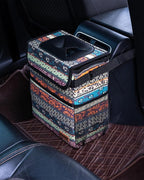 Car Garbage Can Cute - Leak-Proof Car Trash Can with Lid and Storage Pockets, Car Trash Bin for Men and Women, Boho Aztec Essentials: Must-Have Car Interior Accessories (Boho Carnival)
