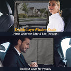 Car Window Shades, 2 Pack Suede Fabric & Dual-Layer with Zipper Magnetic Sun Shade Curtain for Back Side Windows, Universal Fit for SUV/Sedan/Truck Back Window Privacy, Blackout Sunshade for Baby