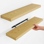 Fun Memories Rustic Wood Floating Shelves for Wall, Space-Saving Wall Mounted Shelves for Bathroom, Bedroom, Living Room and 