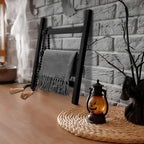 AceOrbit 2 Pcs 14'' Tea Towel Ladder with 3.3 ft Vintage Wood Bead Garland Small Decorative Ladder Hand Towel Stand Mini Blan