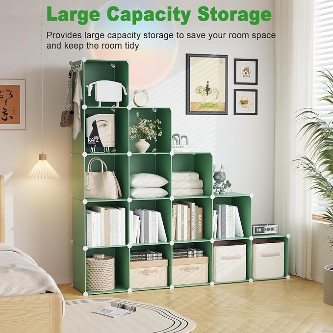 C&AHOME Cube Storage Organizer, 16-Cube Shelves Units, Plastic Storage Cubes, DIY Closet Organizer, Modular Closet Storage Sh