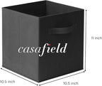 Casafield Set of 6 Collapsible Fabric Cube Storage Bins, Black - 11" Foldable Cloth Baskets for Shelves, Cubby Organizers & M