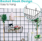 10 PCS Hanging Wire Baskets for Organizing - Hanging Metal Basket Storage with Wall Grid Panel, Rust-Resistant Iron for Kitch