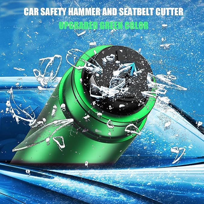 4Pcs Life Hammer Car Escape Tool and Seatbelt Cutter, Seat Belt Cutter and Glass Breaker, for Land and Underwater (4Pcs Green