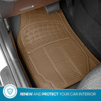 BDK ProLiner Floor Mats for Cars Trucks SUV, 3-Piece All-Weather Car Mats with Universal Fit Design, Durable Car Floor Mats with Capture Ridges, Waterproof Rubber Floor Mats for Cars (Beige)