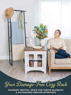 CANYAVE Metal Leaning Ladder Towel Rack, 4-Tier Blanket Stand for Bathroom Living Room, No Drilling Quilt Storage Organizer (