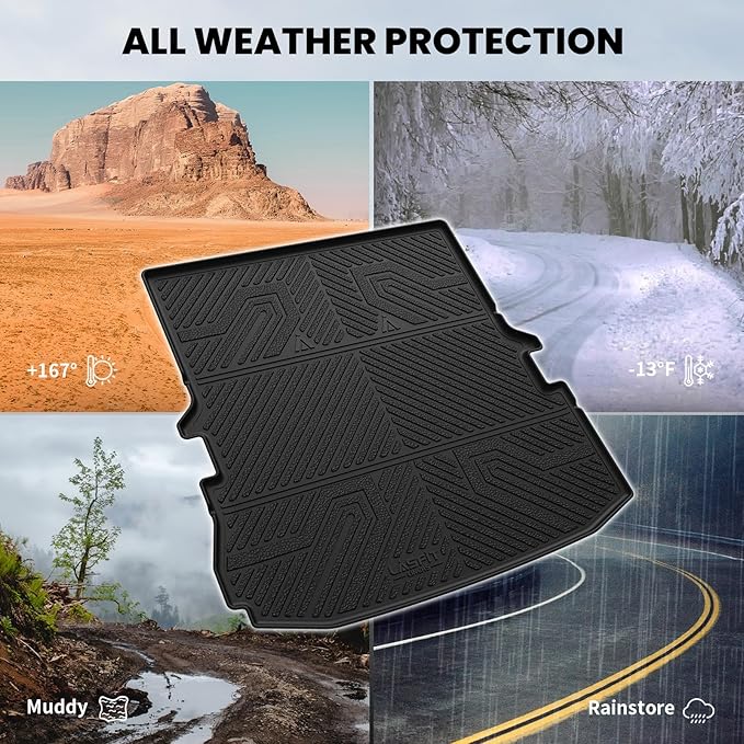 LASFIT Trunk & Backrest Mat for Ford Explorer 2011-2019, Custom Fit All Weather Protector TPE One-Piece Design Easy Installation Trunk with Seatback Mat, 1pc Black