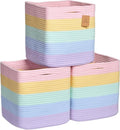 NaturalCozy Storage Cubes 11 Inch Cotton Rope Woven Baskets for Organizing, 3-Pack | Cube Storage Bin | Square Storage Basket