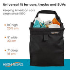 High Road TrashStash Hanging Car Garbage Bag with Push-Close Lid and Waterproof Bin for Car, SUV and Truck Seat Backs - Holds 3 Gallons of Car Trash (Black)