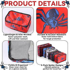 5 Pcs Spider Packing Cubes Set for Travel Spider Travel Bags Accessories Luggage Organizer for Adults Trips Holidays Hiking C