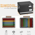 Fireproof Document Box,5200°F File Organizer Box with Lock,Foldable Filing Organizer Cabinet, Portable Safe Storage for Hangi