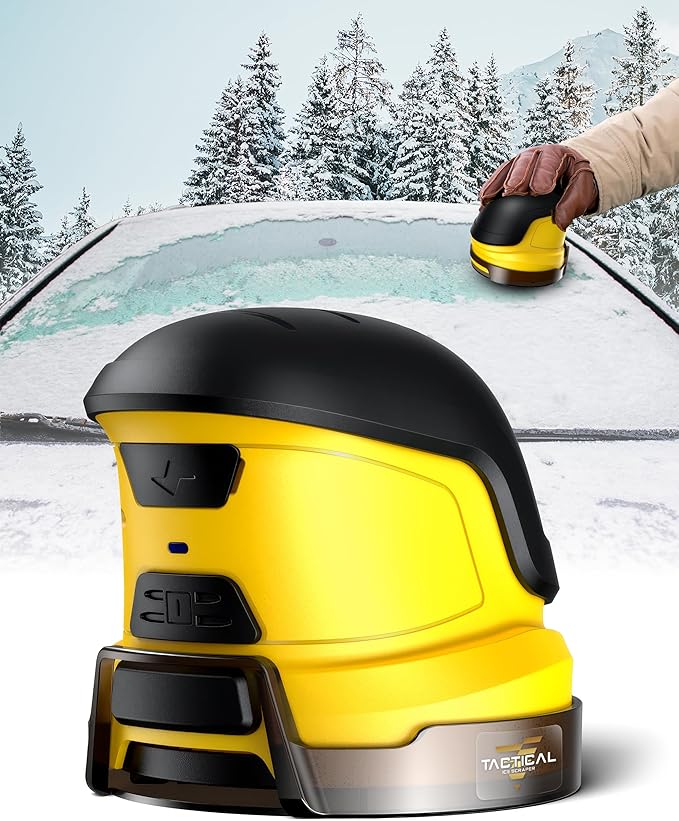 Tactical Ice Scraper Electric Scrapers for Car Windshield with Motorized Rotating Disc Rechargeable Cordless Scratch Free Best Ice Scrapper & Snow Remover Tool for Winter Driving