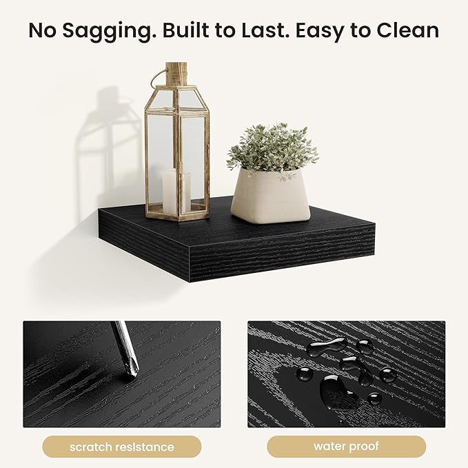 Fun Memories Floating Shelves for Wall, Rustic Wood Wall Mounted Shelves for Bathroom, Bedroom, Living Room & Kitchen, Storag