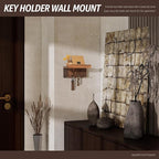 Rebee Vision Pine Wood Farmhouse Key Holder Wall Mount - Small Key Holder for Wall with 4 Hooks & Floating Shelf - Rustic Let