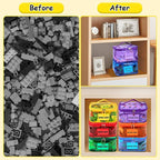 Tesuko 6 Pack Clear Toy Storage Bag with Name Tag& Manual Pocket, Waterproof Transparent PVC Toy Organizer Case for Lego Bric