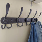 Dseap Coat Rack Wall Mounted - 5 Tri Hooks, Heavy Duty, Stainless Steel, Metal Coat Hook Rail for Coat Hat Towel Purse Robes 
