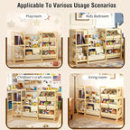 Kids Bookshelf and Toy Storage Organizer with 3-Tier Book Display and Shelves, Kids Toy Organizers and Storage with Bins, Boo
