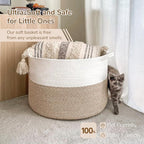 INDRESSME Large Laundry Basket, 21.7'' x 13.8'' Cotton Rope Blanket Basket Living Room Toy Baskets Storage Kids, Woven Basket