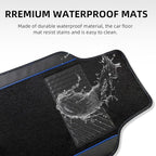 NBTEPEM Waterproof Universal Fit Car Floor Mats, Faux Leather Sporty Car Carpet Mats with Anti-Slip Nibbs Backing & Driver Heel Pad Fit for SUV, Vans, Sedans, Trucks, Set of 4 (Black with Blue line)