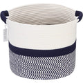 Hinwo Oval Cotton Rope Storage Basket Collapsible Nursery Storage Box Container Organizer with Handles, 16 x 13 inches, Off W