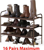 Simple Houseware 3-Tier Shoe Rack Storage Organizer, Bronze – Space-Saving Shoe Shelf, Holds 9–16 Pairs, Sturdy Metal Frame, 