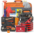 Car Emergency Kit with Portable Air Compressor, First Aid Kit, Jumper Cables, Roadside Safety Emergency Tool Kit for Women, M