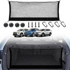 Heavy Duty Envelope Cargo Net, Stretchable Trunk Organizer with Metal Hooks, Adjustable Storage Net for SUV Car Compatible wi