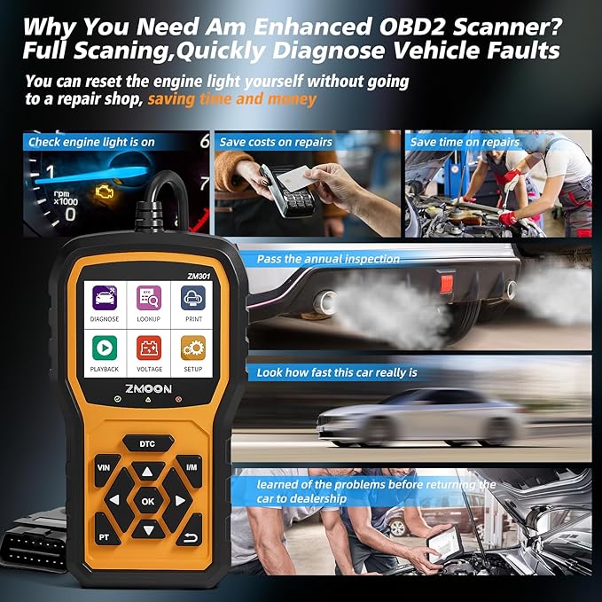 ZMOON ZM301 OBD2 Scanner Diagnostic Tool, Car Code Reader OBDII/EOBD Diagnostic Scan Tool for All Cars After 1996