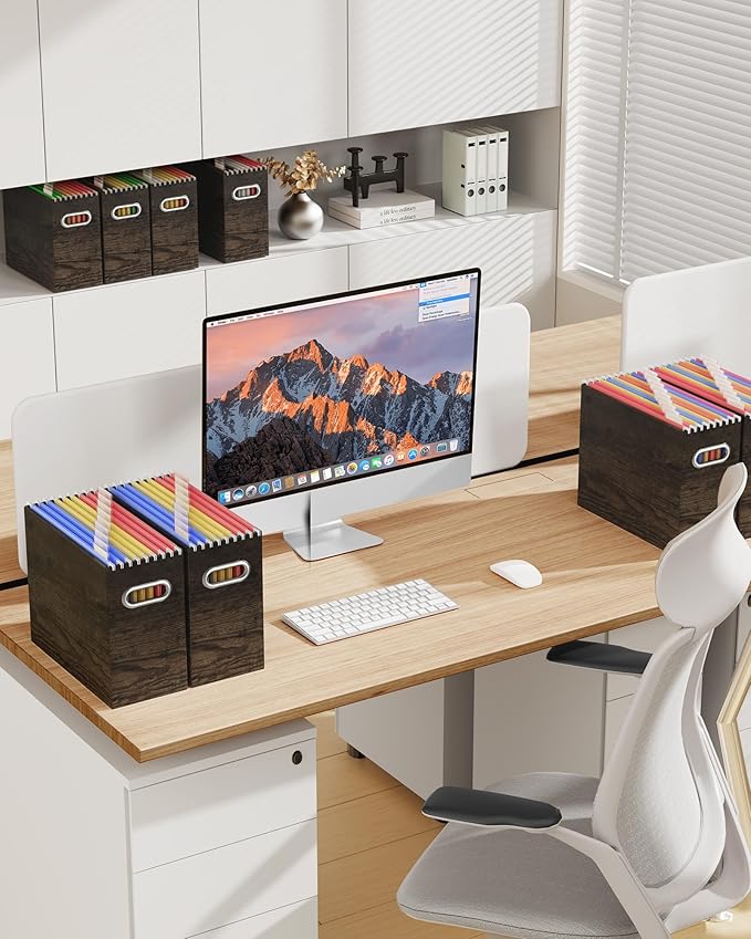 Oterri Cardboard File Organizer Box for Hanging File Folders Letter Size,File Box for Computer Desk,File Cabinet,Working Home