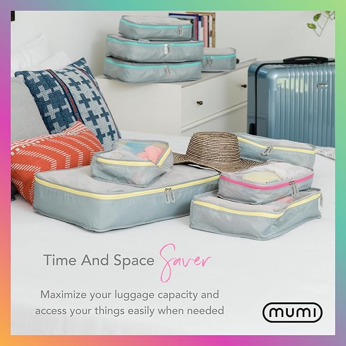 MUMI Packing Cubes - 5 Compression Packing Cubes for Travel, Luggage Organizer Bags for Suitcases, Carry-On, Duffle or Backpa
