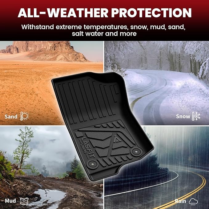 LASFIT Floor Mats for Jeep Wrangler Unlimited 4XE 2021-2025 4 Door with Subwoofer, Plug-in Hybrid EV-Gas (PHEV), All Weather Car Mats Floor Liners Cargo Liner Seatback Cargo Mat Black