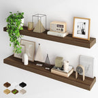 Fun Memories Floating Shelves for Wall, 48Inch Long Floating Shelves Set of 2, Hanging Shelf with Invisible Brackets, Wood Sh