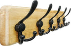 Dseap Coat Rack Wall Mount - Heavy-Duty Robust Rustic Wooden Wall Coat Hanger Hook Rail with 5 Triple Hooks for Winter Jacket