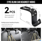 CAR PASS 30 PCS Bling Diamond Car Accessories Set for Women, Bling Steering Wheel Covers 15 Inch, Shining Rhinestone License Plate Frame, Sparkly Phone Holder, Cute Interior Set Decorations, Black
