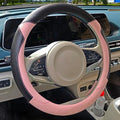 Fashion Cat Ear Leather Steering Wheel Cover Women Girl 15"(38cm) Universal Fit Auto D Shaped Leather Steering Wheel Covers (